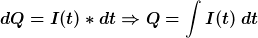 dQ = I(t) * dt  =>  Q = int I(t)dt